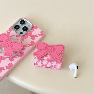 Funda para auriculares inalámbricos Bluetooth de Apple para <span class=keywords><strong>Airpodspro</strong></span>, funda con tapa, patrón de cuero rosa, lazo <span class=keywords><strong>1</strong></span>/2, adecuada para 3 fundas para auriculares - Product Image 4