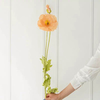 Grandes fleurs artificielles de pavot réalistes en plâtre, fleurs de pavot en soie, décoration de mariage, accessoire photo extérieur, bouquet de fausses fleurs