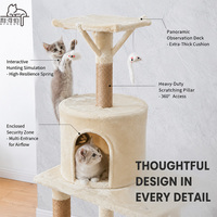 Tour d'escalade pour chat moderne multi-niveaux avec logo personnalisé OEM, vente en gros d'usine, avec niche, hamac, panier et poteau à gratter en sisal naturel