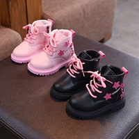 Bottes d'hiver chaudes pour enfants, style décontracté, doublées de coton, semelle souple, tige en polyuréthane, motif étoile pour petites filles