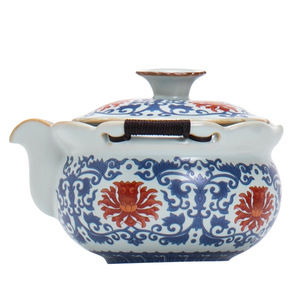Chinese Style Lotus Scroll Teapot Porcelain With Lid Filter For Kung Fu <b>Tea</b> Set Home Office Use - Product Image 5