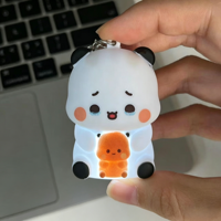 Porte-clés Bubu Dudu avec 3 voix d'expression 'Je t'aime', jouet vocal, décoration de sac, cadeau pour couple avec veilleuse