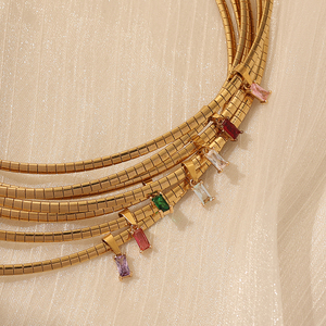 قلادة قلادة نسائية مطلية بالذهب عيار 18 قيراط قلادة برقبة ضيقة قلادة برقبة باغيت - Product Image 2