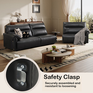 Sofá <span class=keywords><strong>de</strong></span> Cuero para Sala <span class=keywords><strong>de</strong></span> Estar, Diseño Recto, Estilo Italiano Minimalista, Sofá <span class=keywords><strong>de</strong></span> Cuero <span class=keywords><strong>de</strong></span> Primera Calidad - Product Image 6