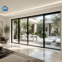 Pintu Geser Kaca Tempered Berbingkai Tersembunyi Anti Maling dari Aluminium Alloy 3 Panel dengan Insulasi Suara untuk Interior/Eksterior