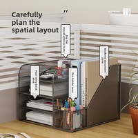 Organisateur de bureau en métal à plusieurs niveaux avec bords inclinés, support de livres, porte-documents simple en fer forgé, fabriqué en Chine