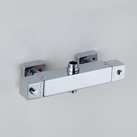 Robinet de douche thermostatique carré en laiton chromé à double poignée, ensemble de robinetterie thermostatique pour salle de bain