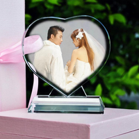 3D Laser Engraved Crystal Photo Frame Heart Shape DIY Wedding Decoration