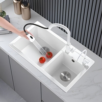 Évier de cuisine en acier inoxydable 304 noir, gris et argenté, double bac, avec accessoires de robinetterie et égouttoir, design moderne, couleur personnalisable, OEM ODM