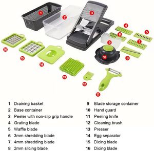 Hot Sale New 16 in 1 Multifunctional <b>Vegetable</b> Cutter Manual <b>Vegetable</b> Onion <b>Chopper</b> Food <b>Chopper</b> Kitchen Cutter Carrot <b>Chopper</b> - Product Image 2