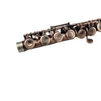 Red Copper Flute Standard Type C Tuning Beginner Level Western Flute Performance Wind Instrument