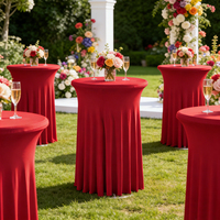Nappe ronde extensible en polyester pour table haute de banquet, vente directe usine, approvisionnement transfrontalier