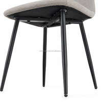 Chaise de salle à manger moderne en lin avec dossier incurvé et pieds en métal noir - Chaise d'appoint respirante et ergonomique pour la maison, le café ou le bureau