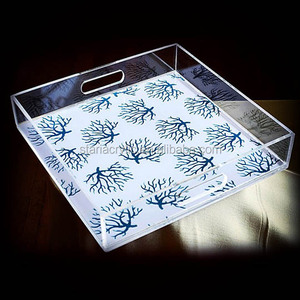 Lớn Rõ Ràng Acrylic Phục Vụ Khay với Xử Lý - Product Image 2