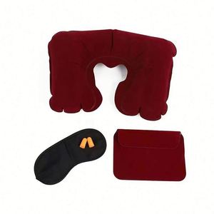 Oreiller de voyage gonflable portable pour avion avec support de nuque réglable, masque pour les yeux et bouchons d'oreilles – Cadeau idéal pour le sommeil en avion - Product Image 1