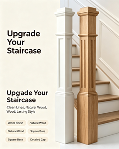 EFS 4091P Solid Wood Newel Post 55 Inch Modern Design Staircase Part with Interchangeable Pyramid Flat Caps Durable Construction - Product Image 2