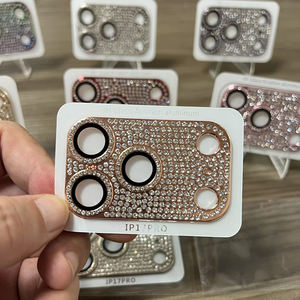 Protection d'objectif d'appareil photo en <span class=keywords><strong>verre</strong></span> <span class=keywords><strong>trempé</strong></span> 9H avec anneau métallique à paillettes diamantées pour <span class=keywords><strong>iPhone</strong></span> 17 Air 16 15 14 13 12 <span class=keywords><strong>11</strong></span> Pro Max Plus - Product Image 1