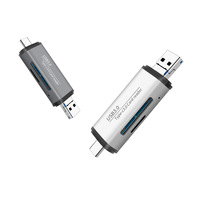 Lector de tarjetas múltiple 4 en 1, adaptador MicroUSB tipo C USB3.0, OTG inteligente para lectura de tarjetas TF/SD, aleación de aluminio externa