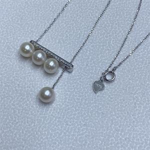 Collar de Perlas de Agua Dulce con Colgante de Barra de Equilibrio Clásica de Zhuji, Plata de Ley S925, Collares de Perlas Premium - Product Image 4