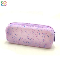 Étui à crayons en silicone transparent personnalisé, mignon, pour enfants, avec paillettes, 180x70x50mm, fermeture éclair, logo personnalisé
