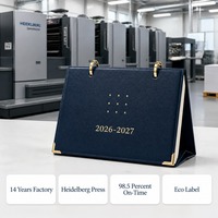 Calendario da Scrivania Personalizzato OEM ODM con Basso MOQ da 1 Pezzo, Regalo Aziendale, Formato A5, 18 Mesi 2026-2027, Rilegatura a Spirale Dorata
