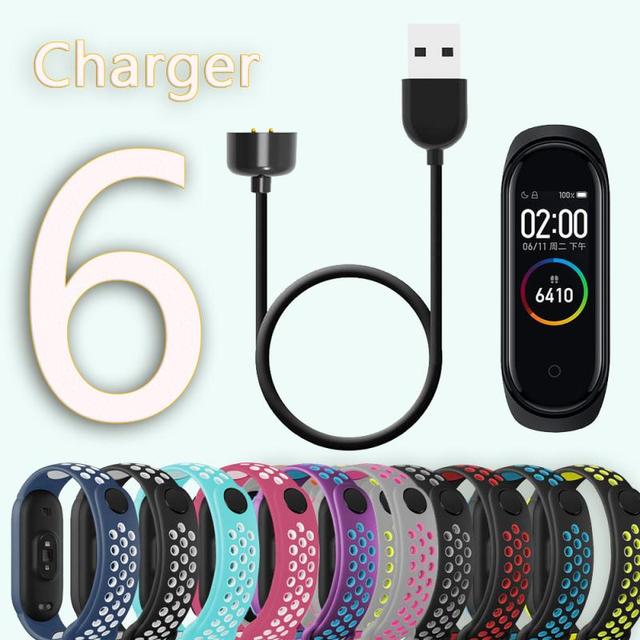 For Xiaomi Mi Band 6/5 Fitness Bracelet USB Charger Data Cable Black Watch Charger with Magnetic & Electric Function OTP Protect