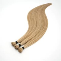 Extensions de cheveux humains lisses européens, pointe plate mini K, micro-liens, double tirage, bruts, cuticules entièrement alignées