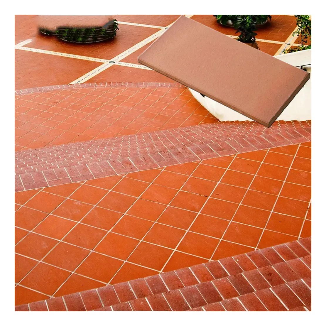 spanish non-slip red terracotta floor tile designs