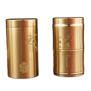 Recipiente cilíndrico para té de latón puro, tamaño S, hermético, para viaje, almacenamiento de alimentos, con tapa metálica. - Product Image 5