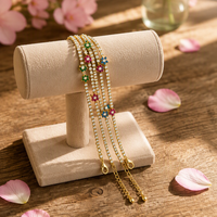 Bracelet tennis en laiton plaqué or 18 carats avec pétales en zircon cubique colorés, fermoir boîte, bijoux pour femmes