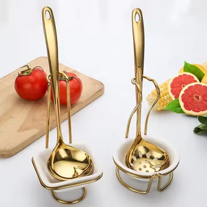 Cucchiaio da cucina in acciaio inossidabile per zuppa <span class=keywords><strong>mestolo</strong></span> scolapasta supporto supporto per cucchiaio da cucina <span class=keywords><strong>porta</strong></span> <span class=keywords><strong>mestolo</strong></span> con ciotola - Product Image 2