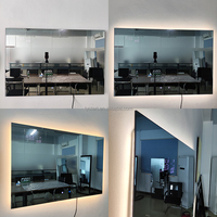 Miroir de maquillage intelligent rectangulaire moderne éclairé, écran tactile TV, anti-buée, haut-parleur Bluetooth/WiFi/Android 220V, miroir de salle de bain