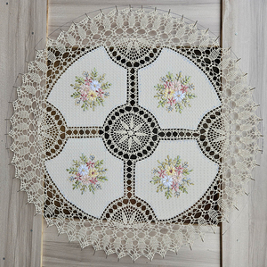 Mantel <span class=keywords><strong>de</strong></span> <span class=keywords><strong>Ganchillo</strong></span> Hecho a Mano con Bordado Floral, Estilo Boho Vintage, Poliéster/Lino Ecológico, Personalizable - Product Image 2