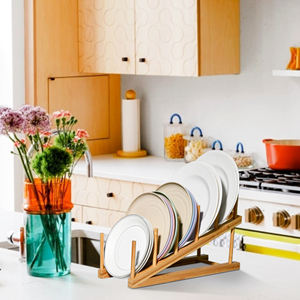 Wooden Dish Drying Rack Stand Pot Lid Holder Cabinet Organizer for Plate and Books for Any Kitchen and Bedroom - Product Image 3
