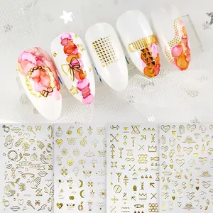 Nail Art Stickers Irregular cartoon Designs Sticker Wrap 3D Flower Adhesive Hot Stamping Nail Art Decorations For DIY Manicure