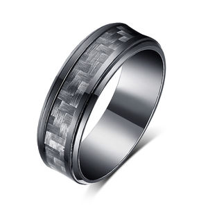 8MM Noir Classique Alliance Confort Fit Unisexe Tungstène Anniversaire Anneaux avec Gris <span class=keywords><strong>Fibre</strong></span> de Carbone USA Taille 7-13 - Product Image 1