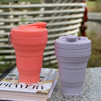 Gobelet à eau réutilisable en silicone 600 ml avec couvercle, manchon et corps pliable portable