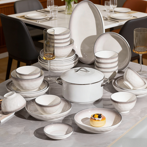 European Nordic Style Gradient Color Ceramic <b>Dinner</b> Tableware <b>Set</b> Nordic Pattern for Home Restaurant Use - Product Image 2