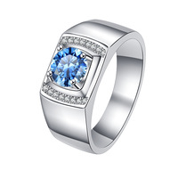 Nouveau concept : Bague de fiançailles demi-royale en moissanite de 2 carats plaquée platine blanche, forme géométrique, pour couple