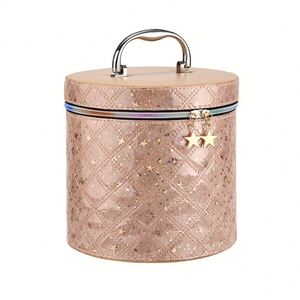Étui à maquillage cylindrique rond, grande capacité, boîte de rangement cosmétique avec miroir - Product Image 1