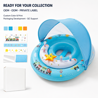 Bouée de piscine pour bébé avec auvent et centre d'activités, anneau gonflable en PVC avec siège en maille pour marque privée