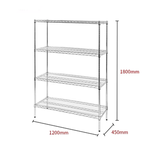 Estantería de alambre resistente ajustable de metal cromado de 4 niveles NSF, estantería de almacenamiento de alambre, sistemas de estanterías resistentes de 4 niveles - Product Image 1