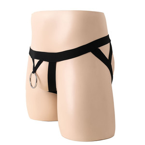 Tanga Sexy para Hombre, Color Negro, Elástica, con Aberturas y Anillo, Estimulación para Adultos, Otoño 2023, Ocasión Especial - Product Image 3