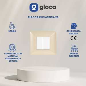 Placa de Enchufe de Pared de Plástico Gloca 2P Color Arena para Uso Residencial Matix - Product Image 3