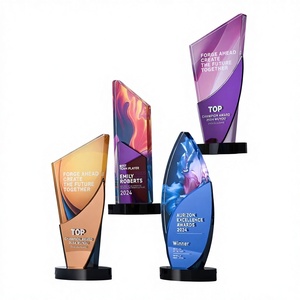 Trofeo de Cristal, Medalla de Espejo Colorida, Premio Conmemorativo, Ceremonia, Campeón de Competición, Estilo Hoja Jp - Product Image 1
