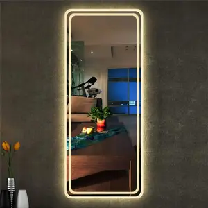 LED Smart Bath Mirror With Light Hot Sale High Bright Anti Fog Touch Screen Large Decor Wall Hanging Illuminated Mirror Gold