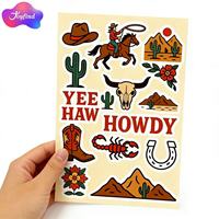 Feuilles d'autocollants adhésifs personnalisées style cowboy, découpées à la forme, imperméables, couleur et logo personnalisés, format A6