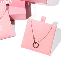Boîte à bijoux personnalisée rose en gros avec ruban de tirage pour présentation de bracelets et pendentifs