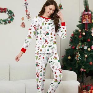 Pijamas de Natal Personalizados com Estampa Total de Desenhos Animados para Mulheres em Tecido de Malha, Roupas de Feriado Combinando para Pais e Filhos - Product Image 2