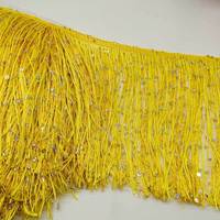 Frange à sequins épais et brillants dorés, doublée de nylon, 20 cm, pour accessoires vestimentaires de danse latine